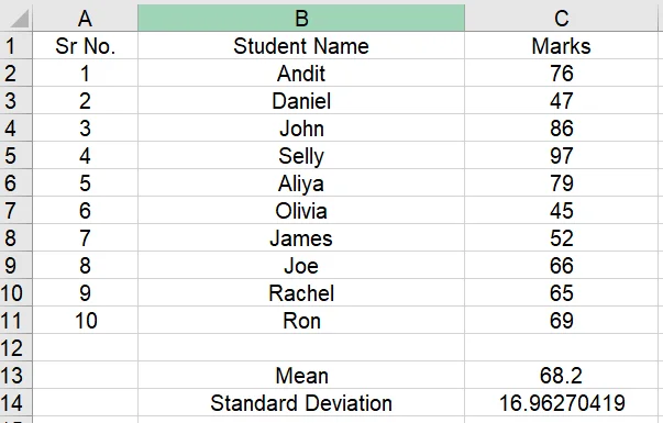 Find Standard Deviation in Excel